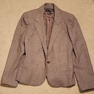 Wool Blend Tweed Blazer with Shoulder Pads